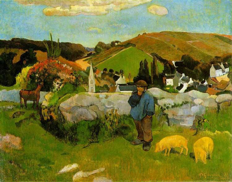 Paul Gauguin The Swineherd, Brittany Spain oil painting art
